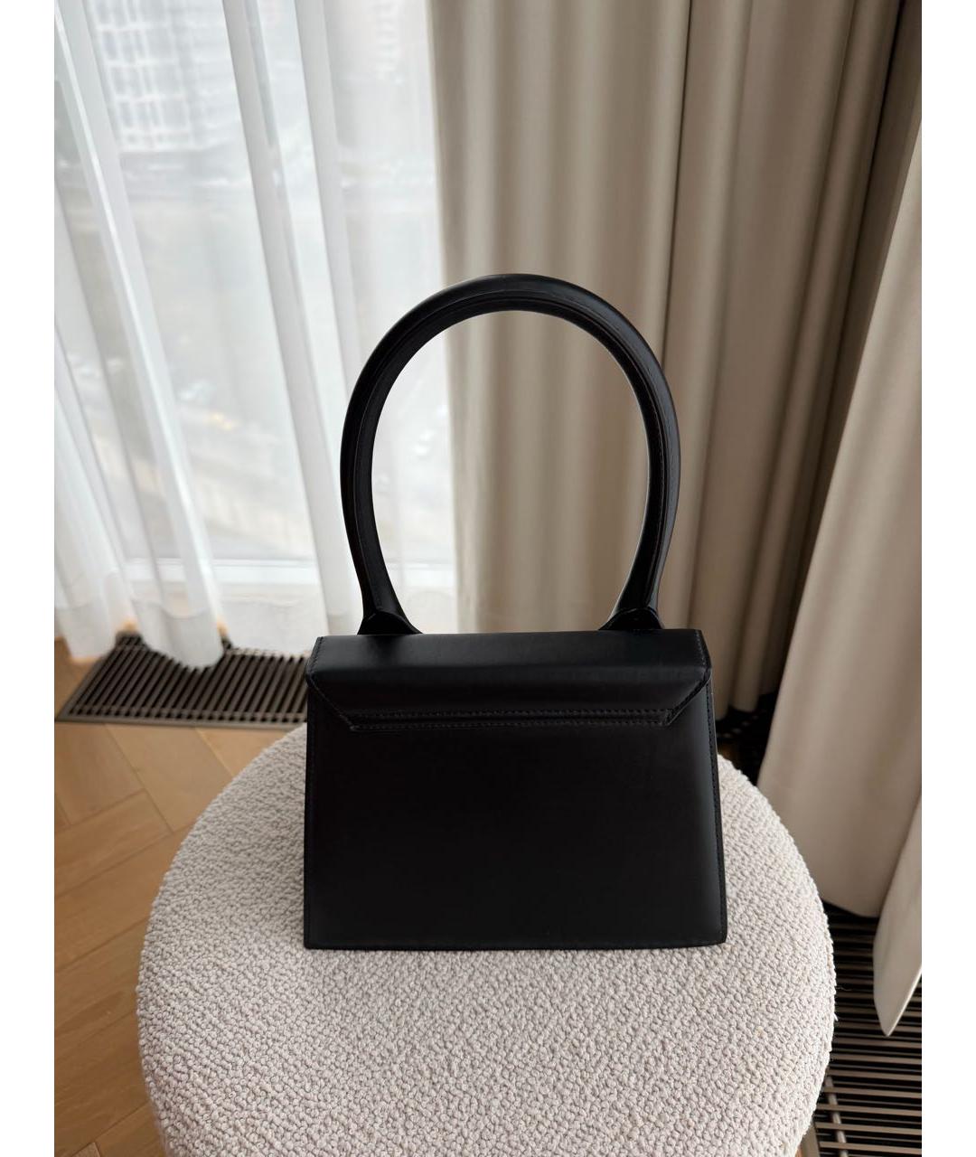 JACQUEMUS Черная кожаная сумка с короткими ручками, фото 3