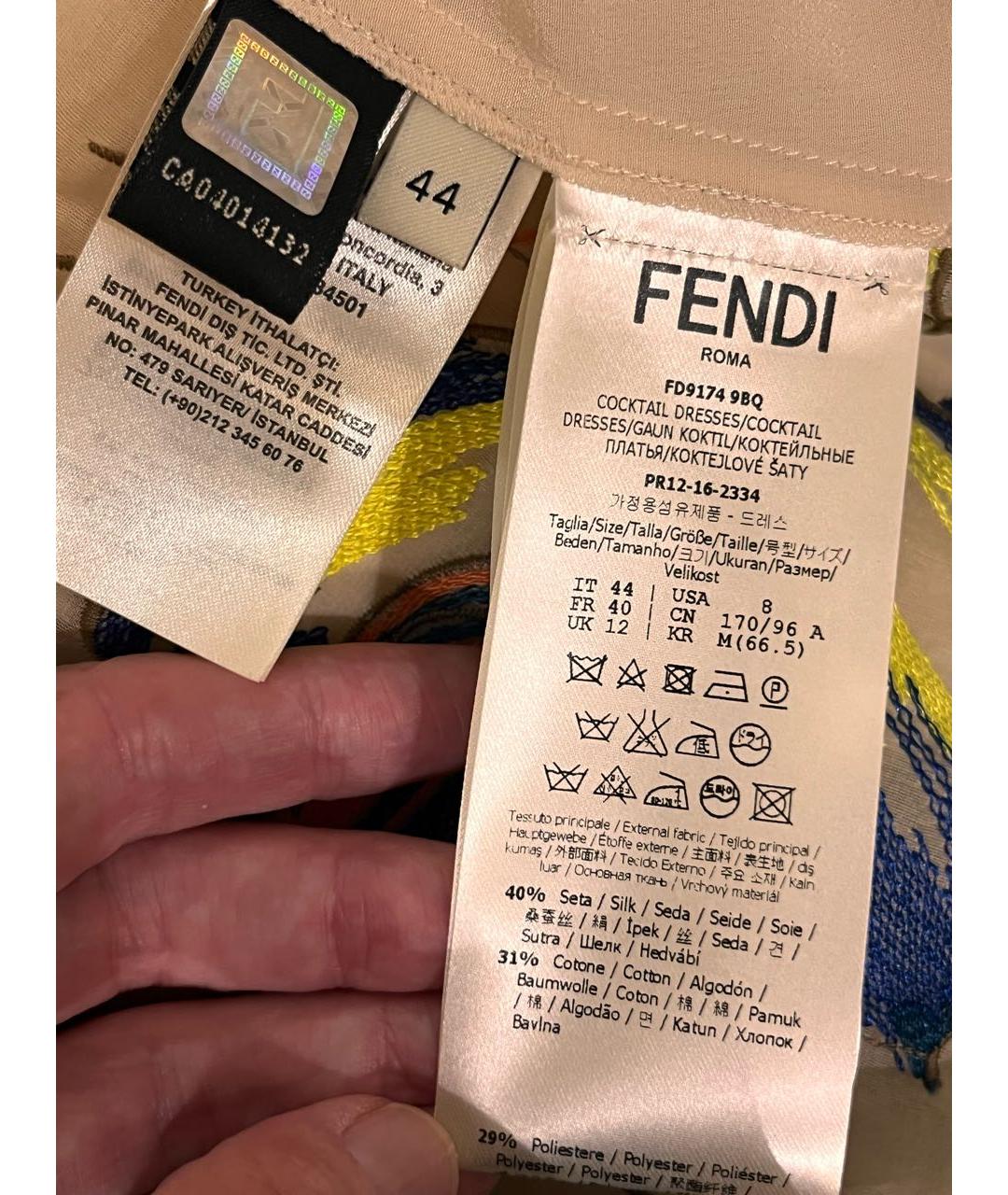 FENDI Шелковое коктейльное платье, фото 6