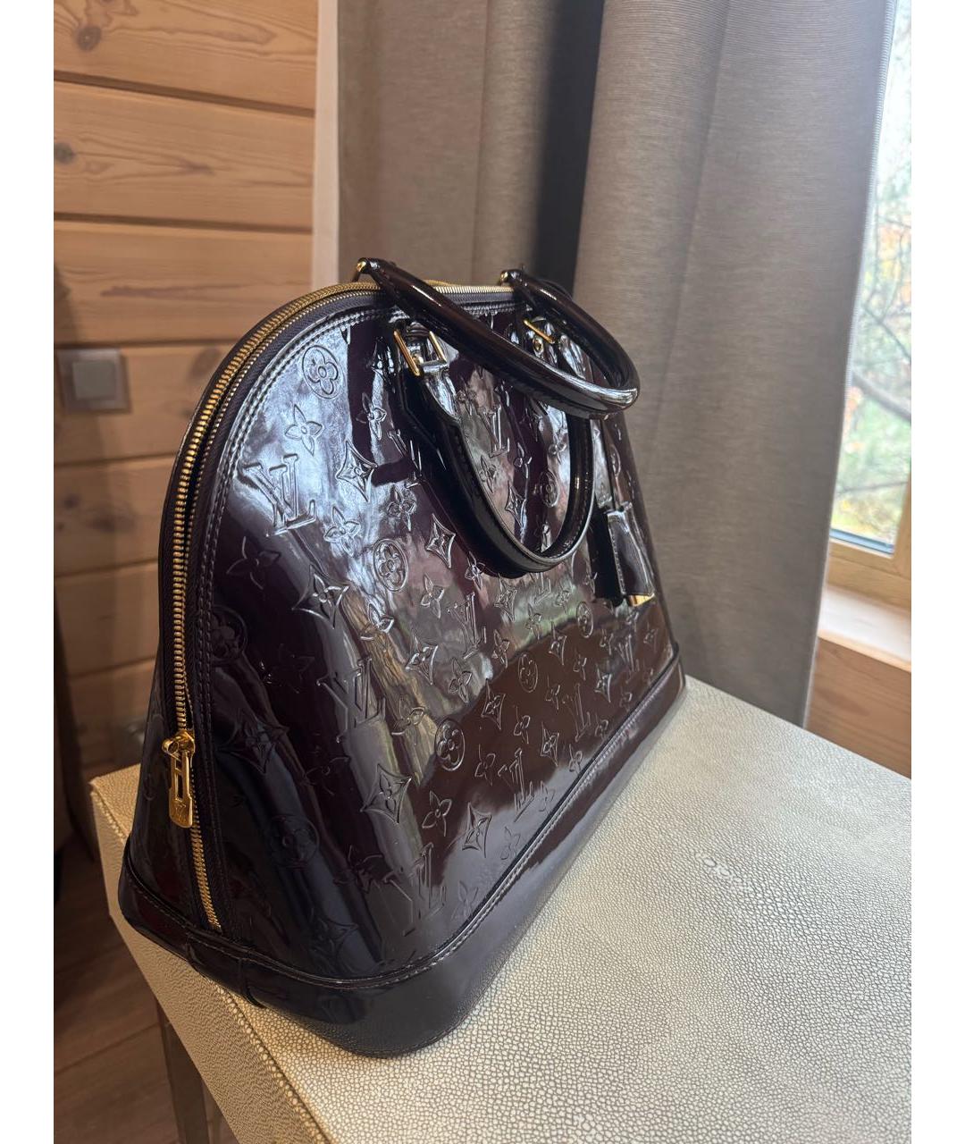 LOUIS VUITTON Бордовая кожаная сумка с короткими ручками, фото 6