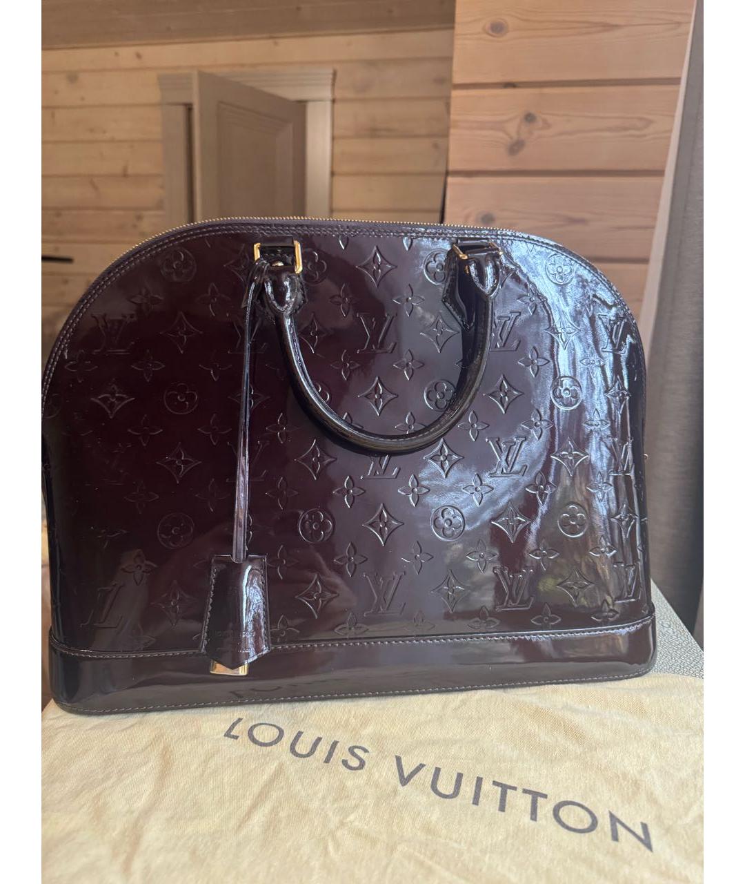 LOUIS VUITTON Бордовая кожаная сумка с короткими ручками, фото 7
