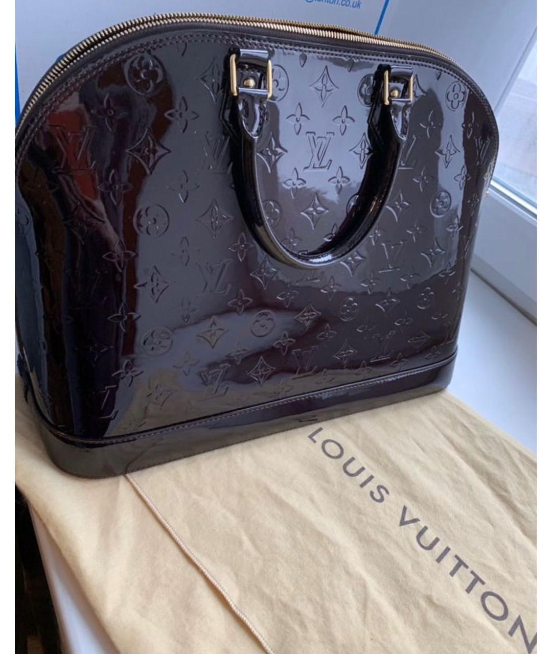 LOUIS VUITTON Бордовая кожаная сумка с короткими ручками, фото 2