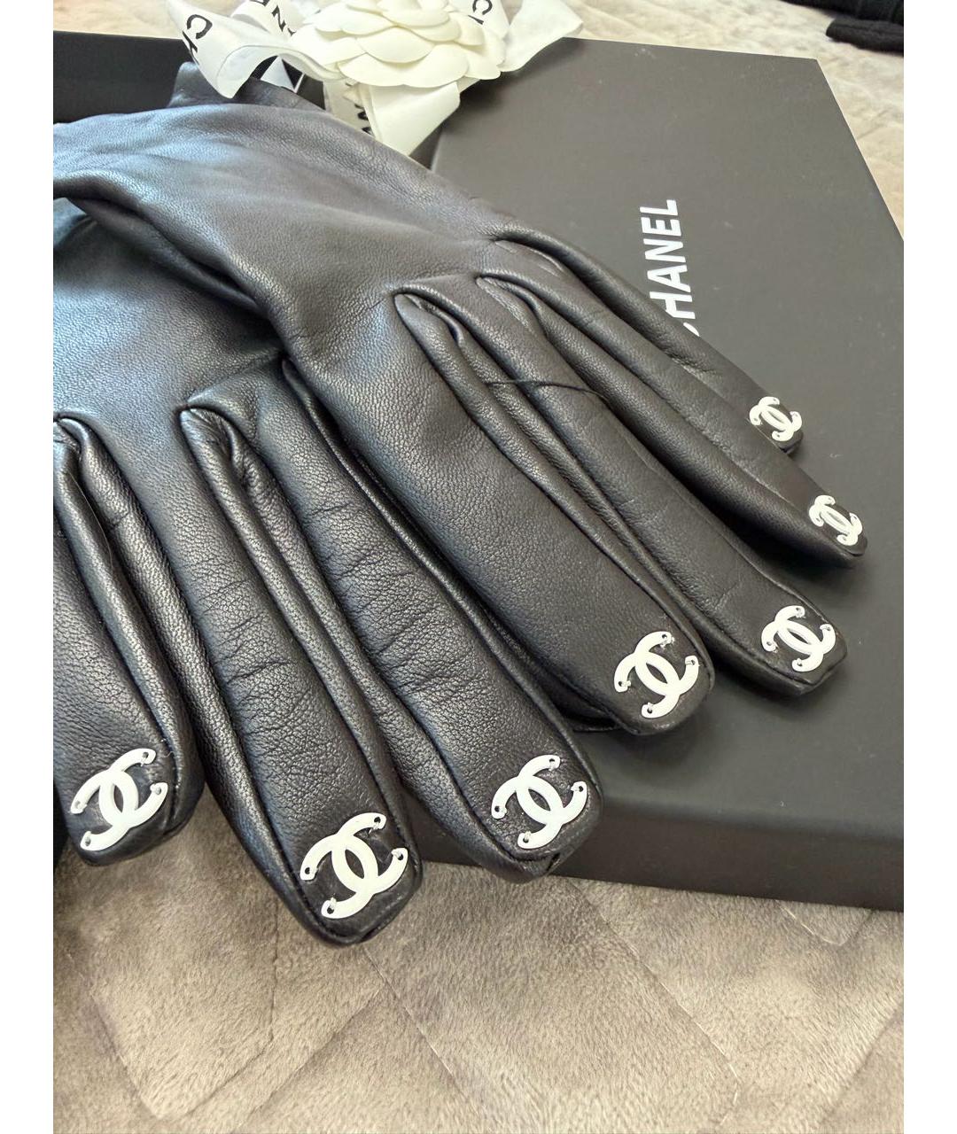CHANEL Черные кожаные перчатки, фото 2