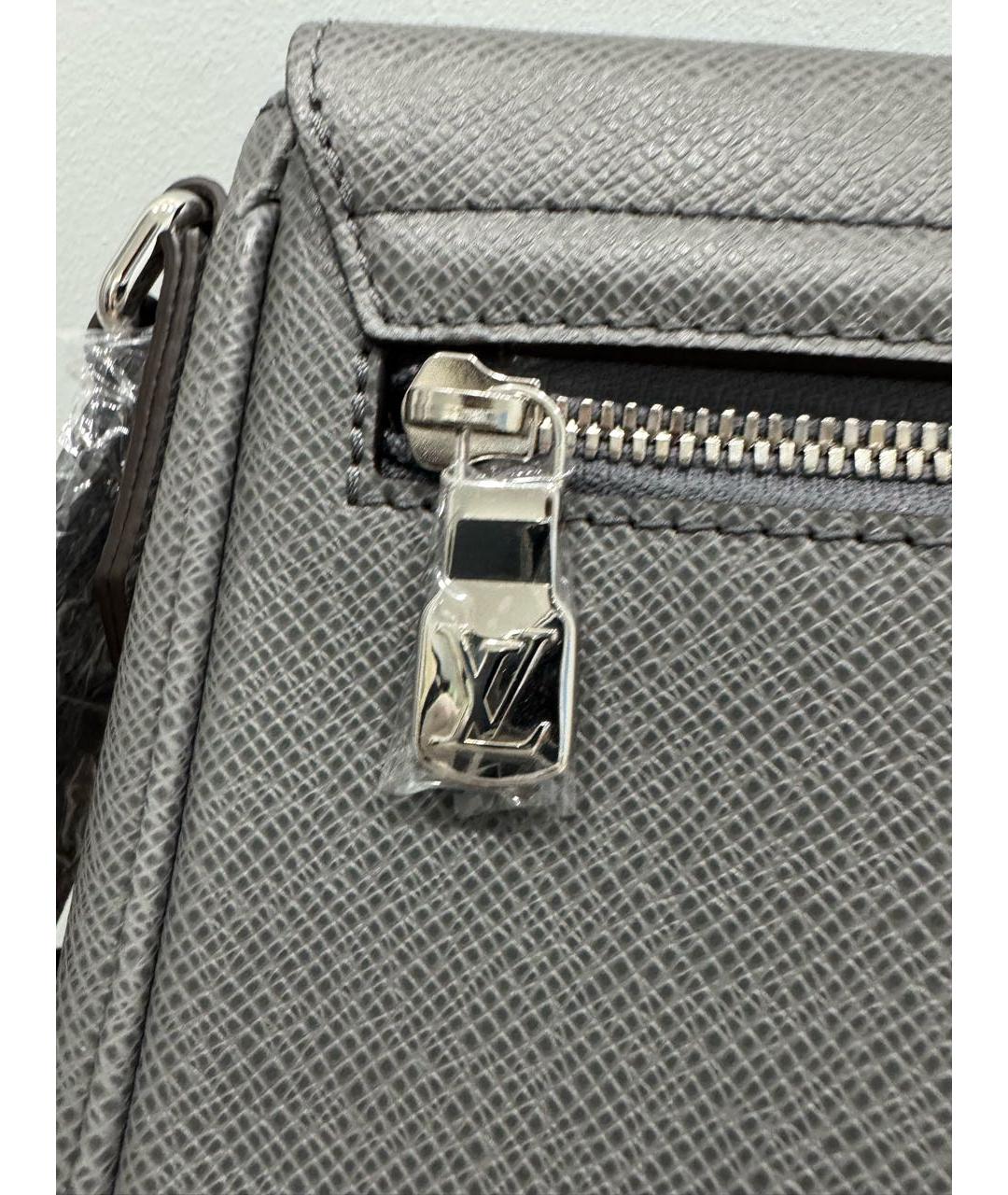 LOUIS VUITTON Серая кожаная сумка на плечо, фото 6