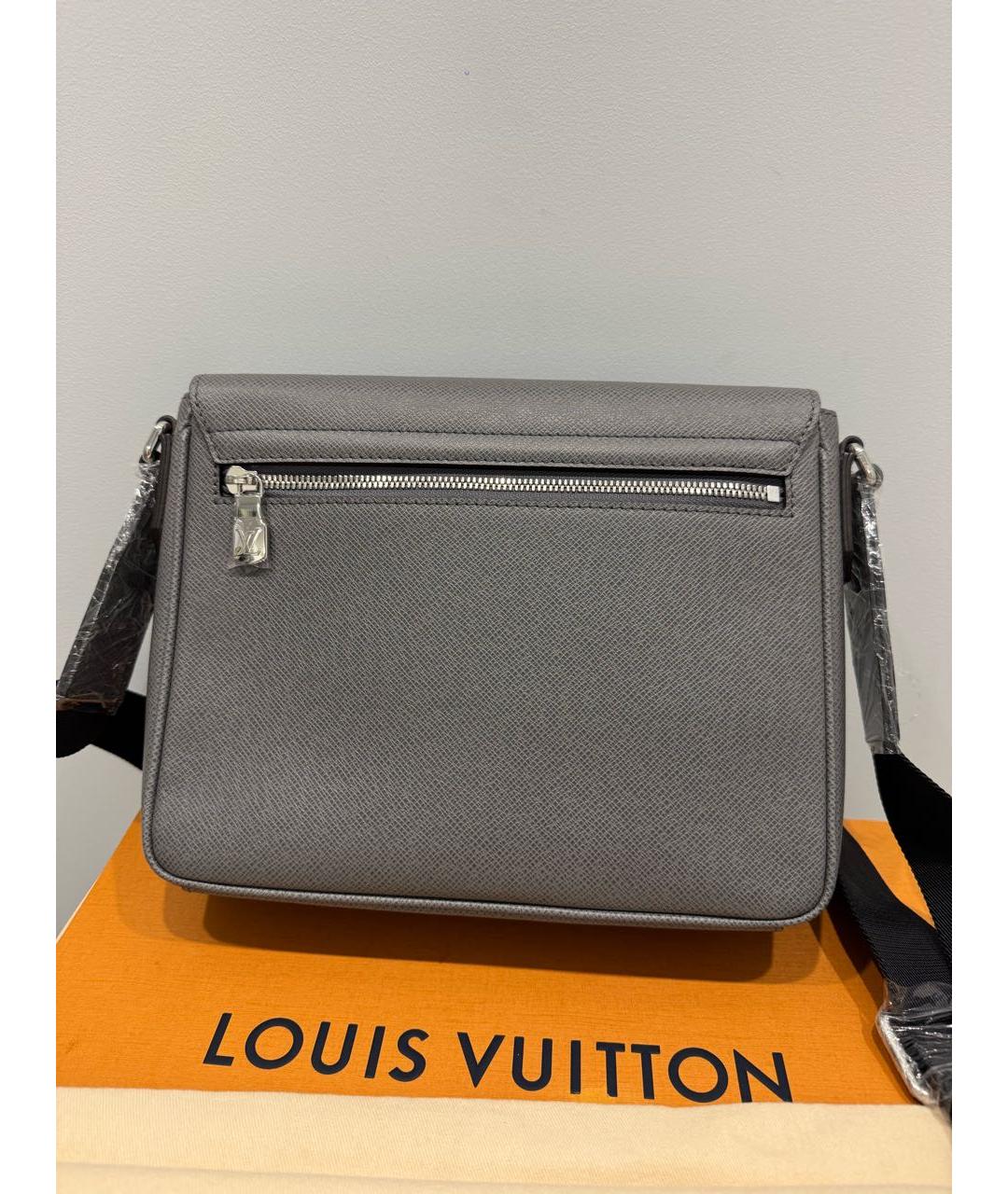LOUIS VUITTON Серая кожаная сумка на плечо, фото 3