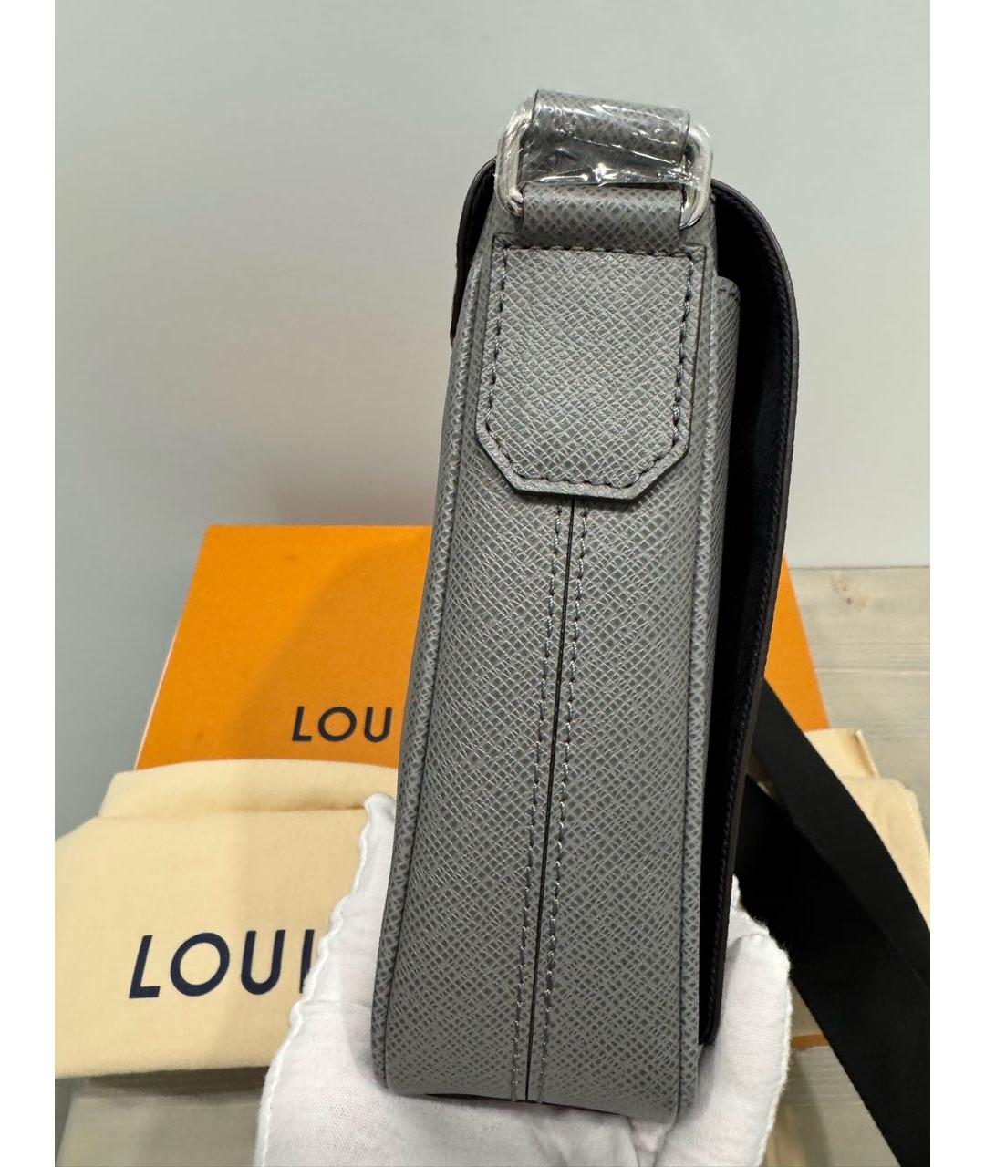 LOUIS VUITTON Серая кожаная сумка на плечо, фото 5