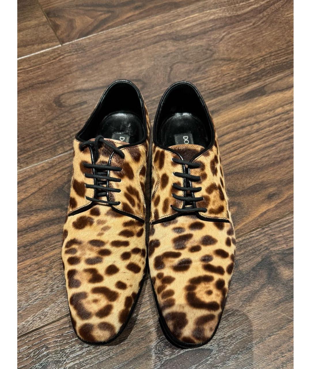 DOLCE&GABBANA Бежевые кожаные брогги и оксфорды, фото 2