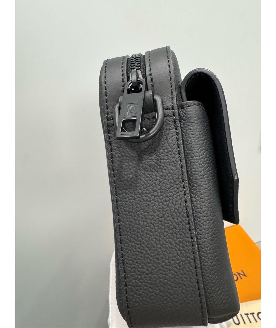 LOUIS VUITTON Черная кожаная сумка на плечо, фото 4