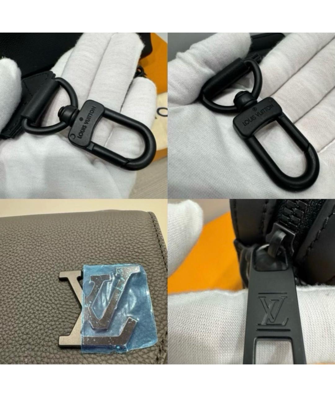 LOUIS VUITTON Черная кожаная сумка на плечо, фото 7