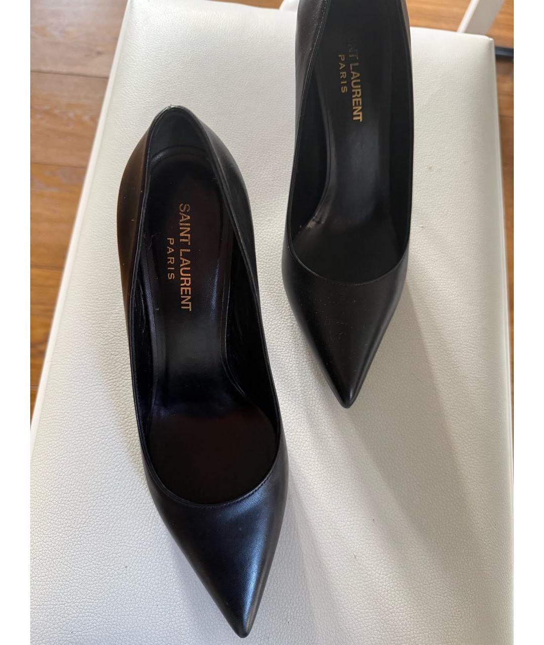 SAINT LAURENT Черные кожаные туфли, фото 2