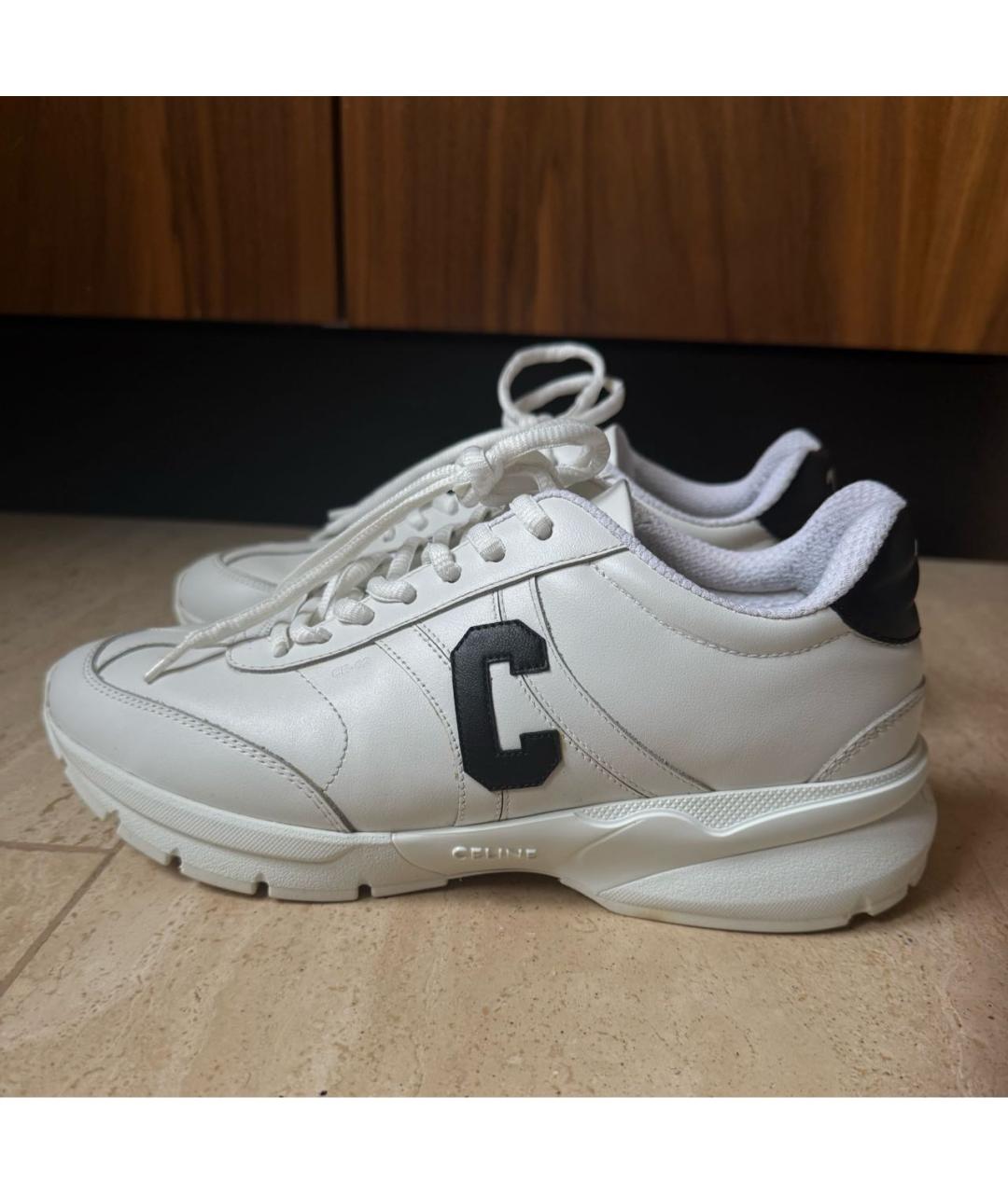 CELINE Белые кожаные кроссовки, фото 9