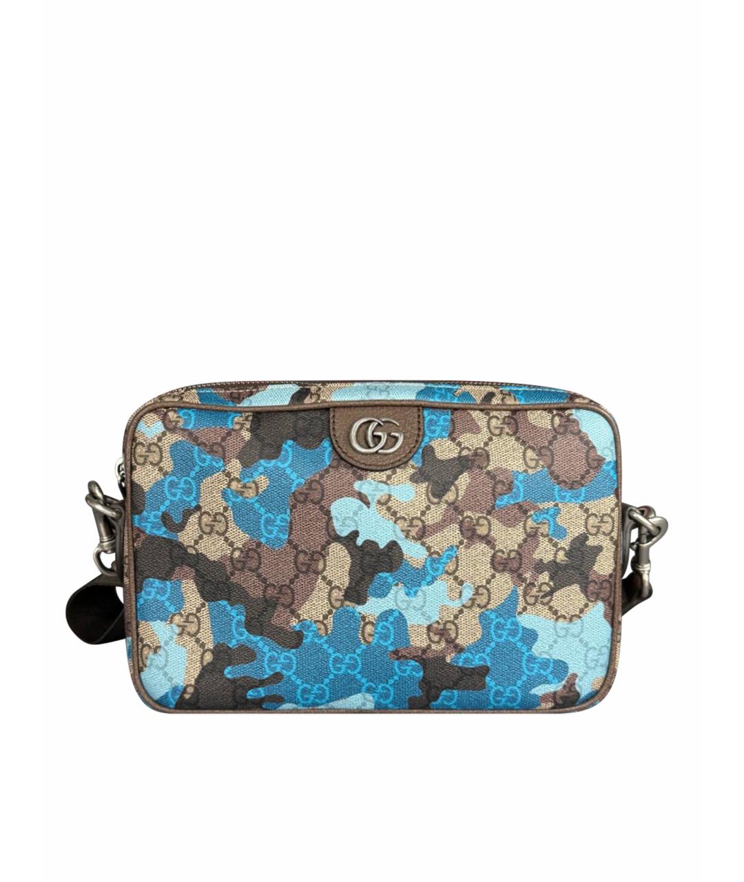 GUCCI Голубая тканевая сумка на плечо, фото 1