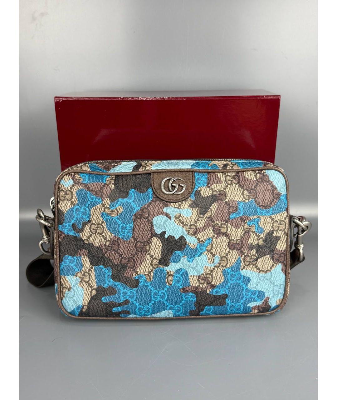 GUCCI Голубая тканевая сумка на плечо, фото 9