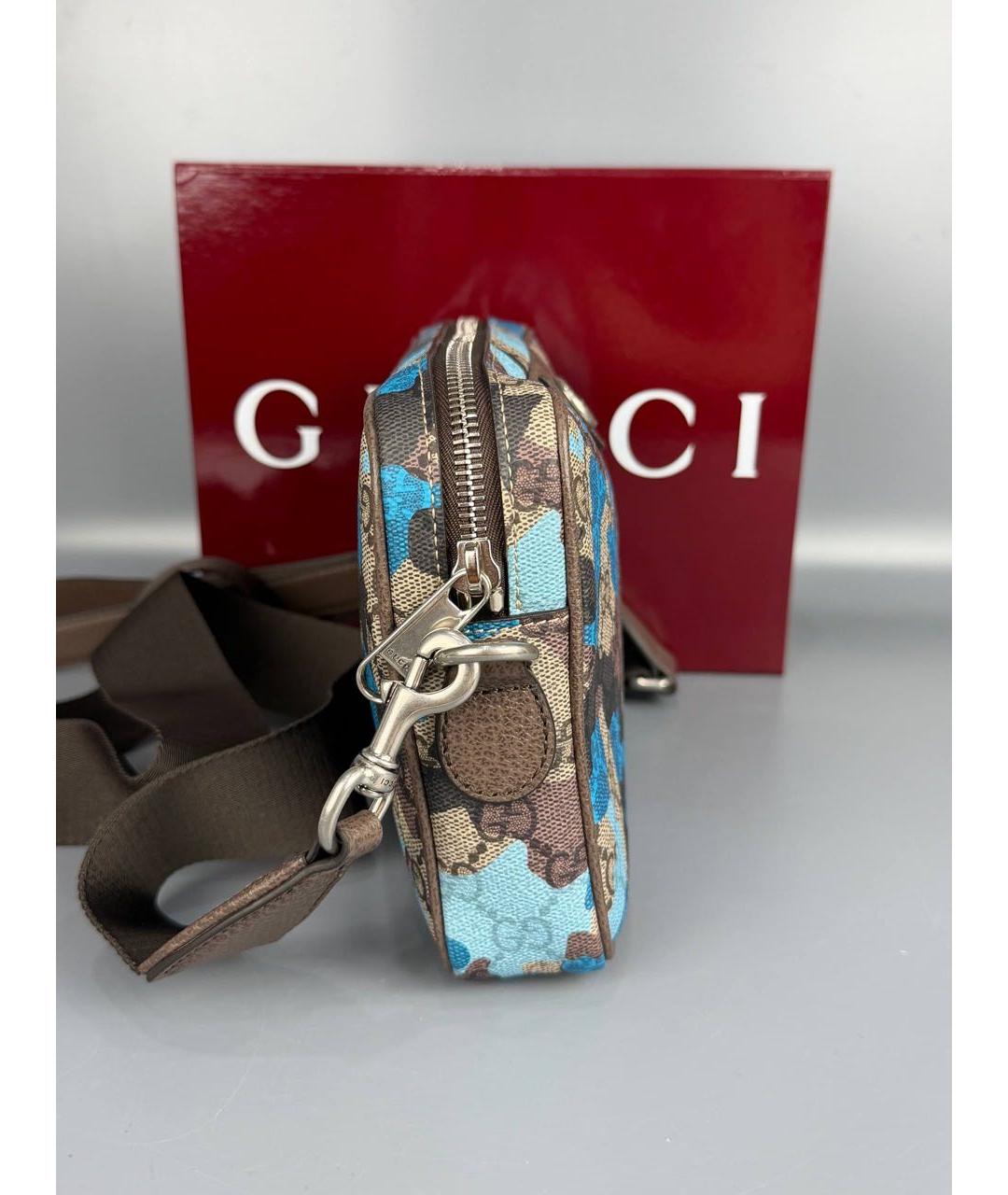 GUCCI Голубая тканевая сумка на плечо, фото 3