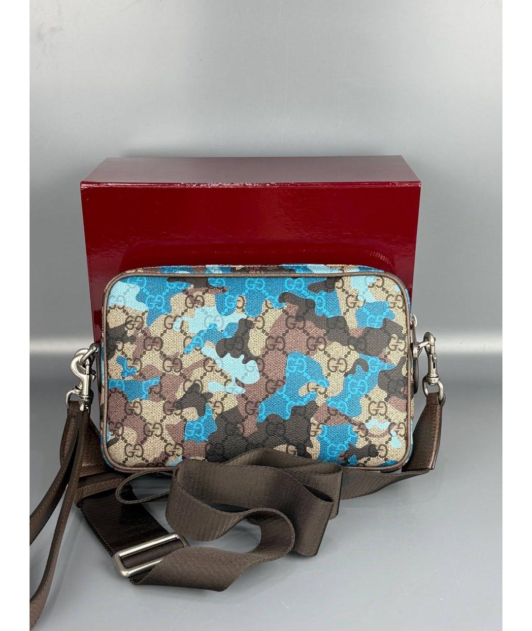 GUCCI Голубая тканевая сумка на плечо, фото 4