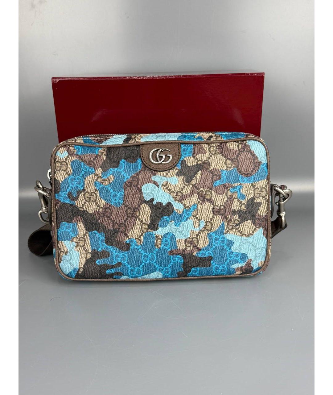 GUCCI Голубая тканевая сумка на плечо, фото 2