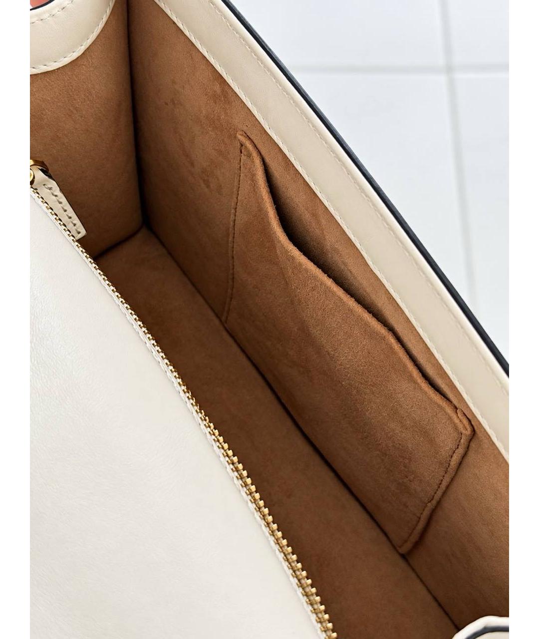 GUCCI Белая кожаная сумка с короткими ручками, фото 4