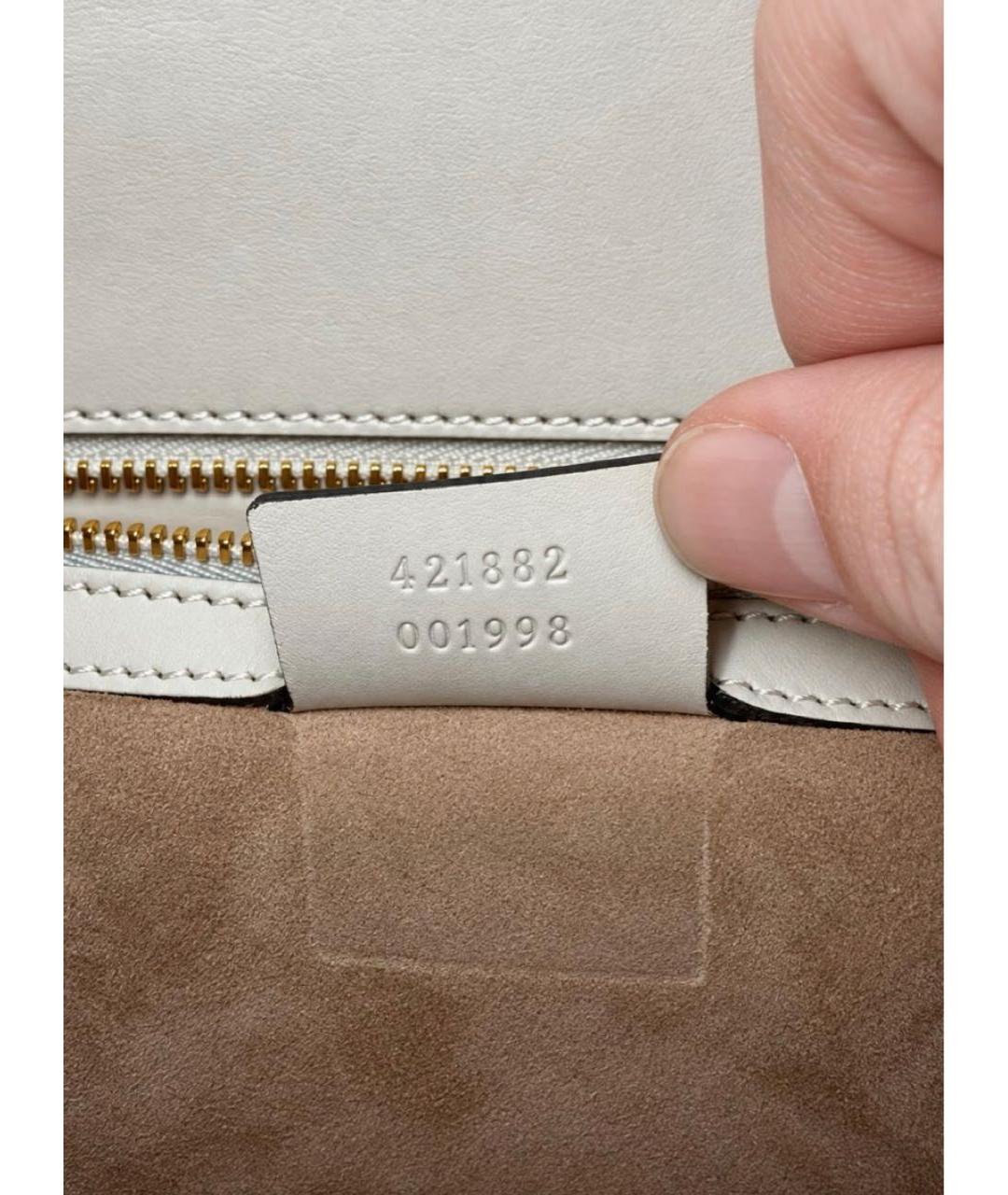GUCCI Белая кожаная сумка с короткими ручками, фото 6