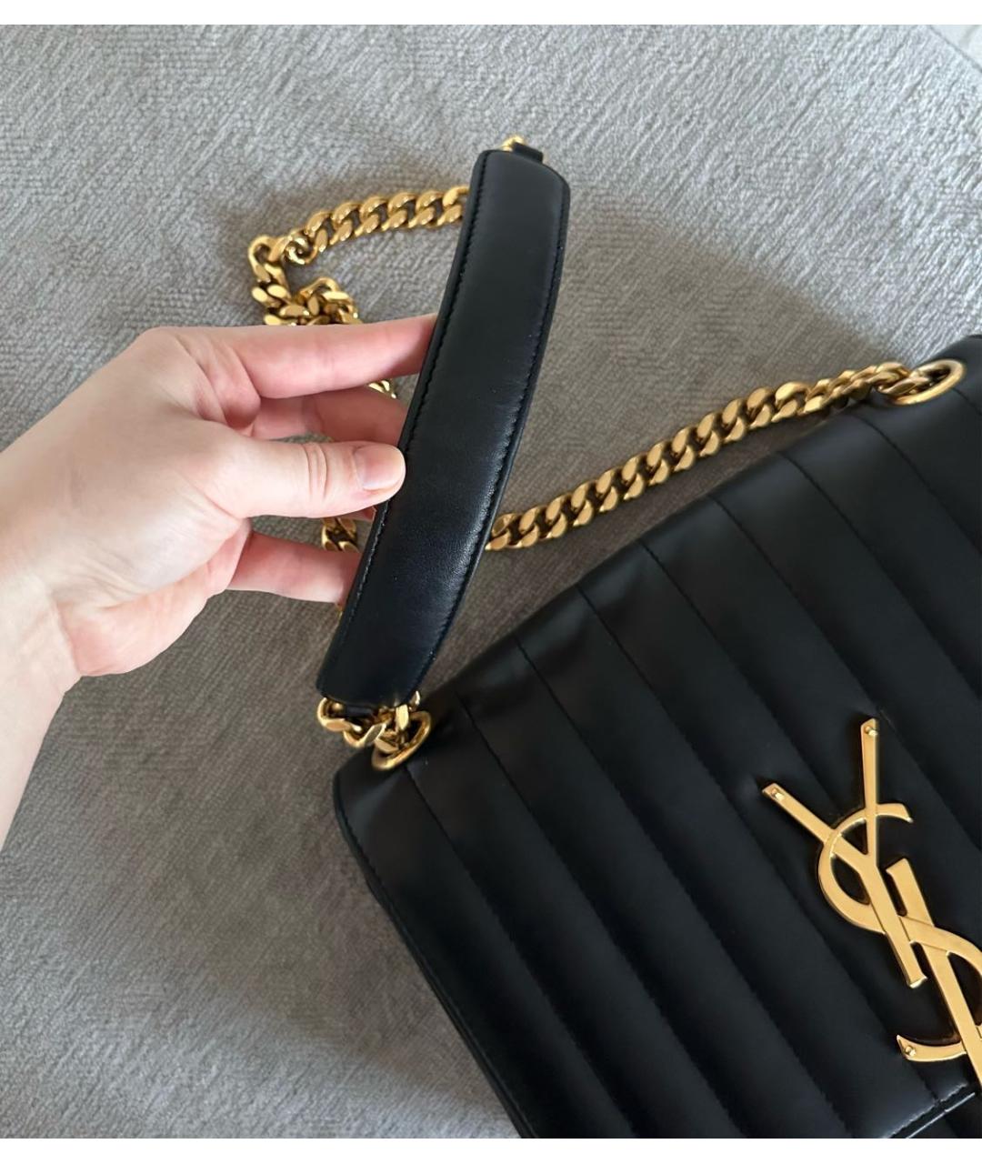 SAINT LAURENT Черная кожаная сумка через плечо, фото 8