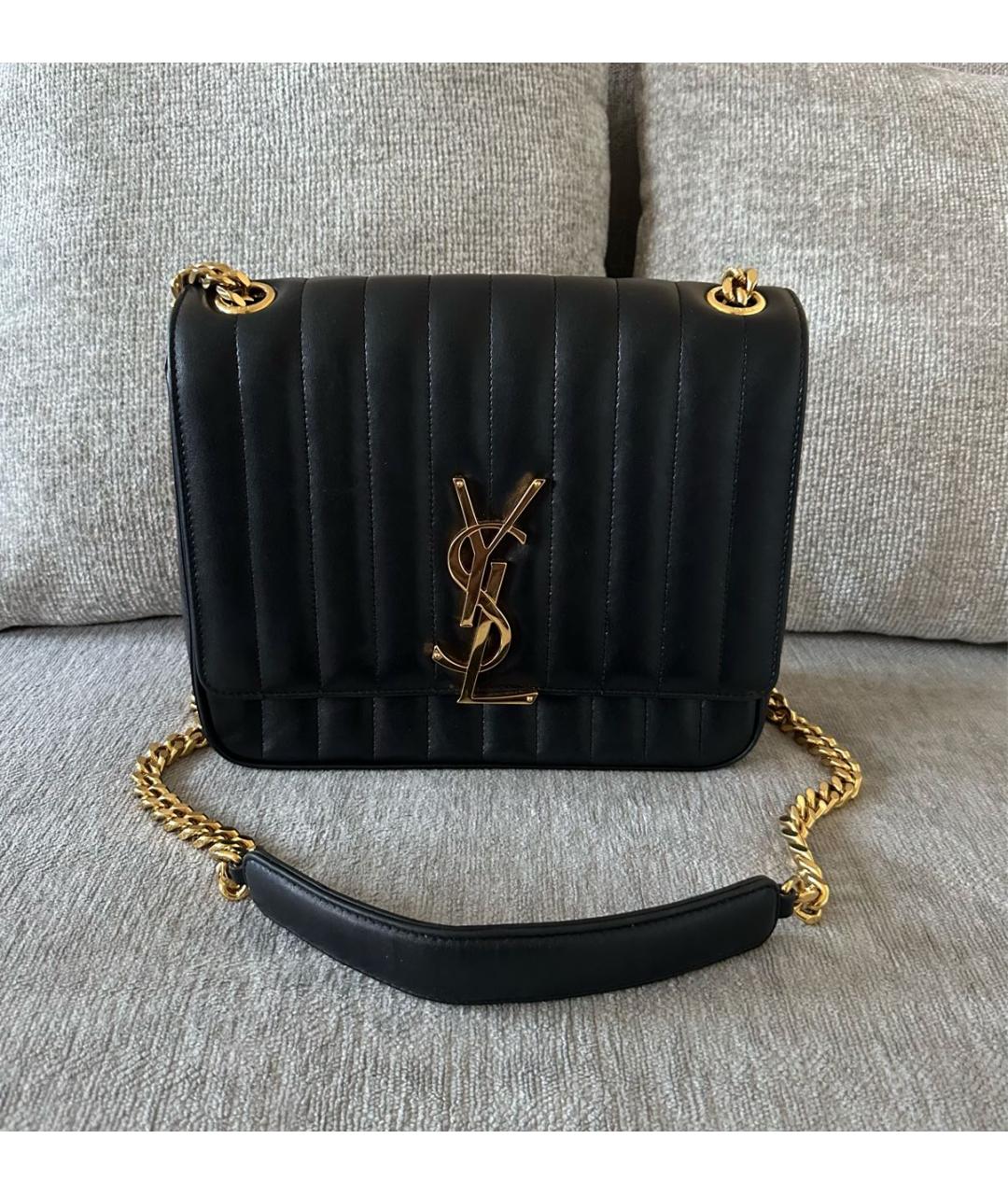 SAINT LAURENT Черная кожаная сумка через плечо, фото 2