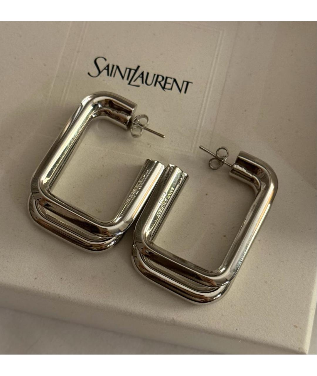 SAINT LAURENT Серебряные латунные серьги, фото 2