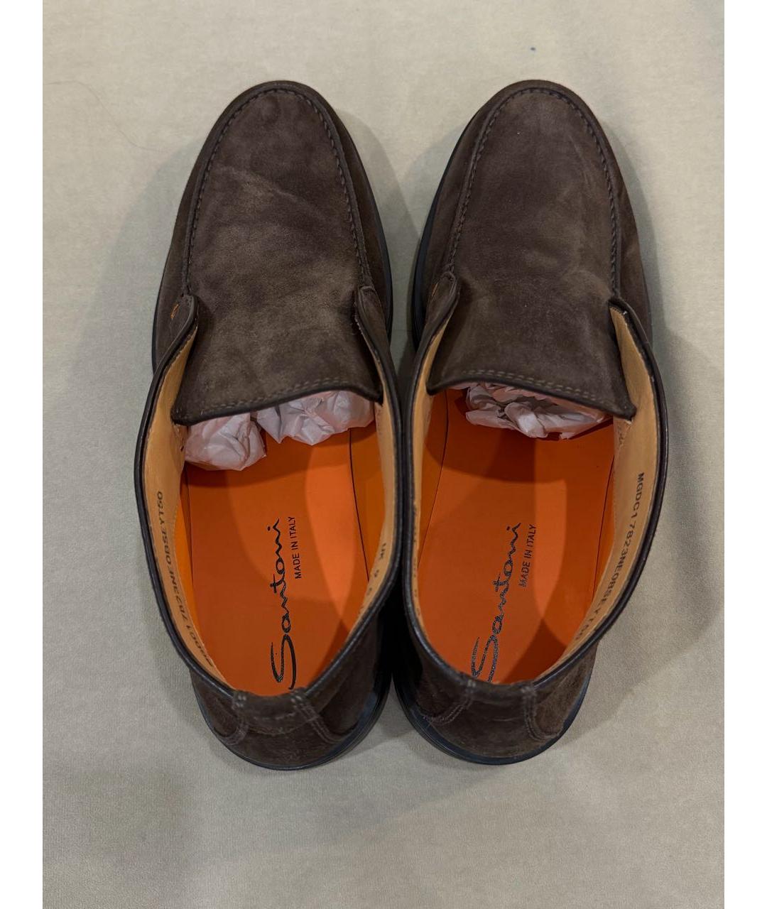 SANTONI Коричневые замшевые высокие ботинки, фото 3