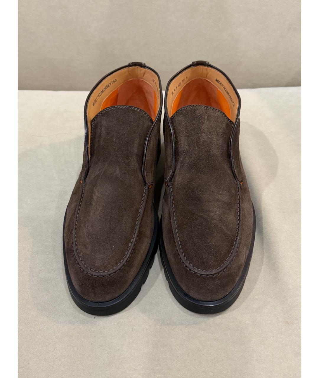 SANTONI Коричневые замшевые высокие ботинки, фото 2