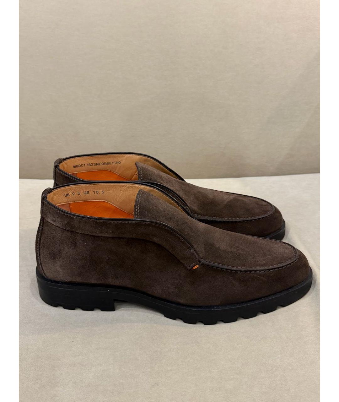SANTONI Коричневые замшевые высокие ботинки, фото 7