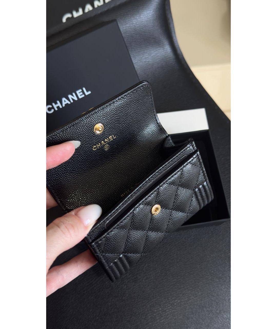 CHANEL Черный кожаный кошелек, фото 6