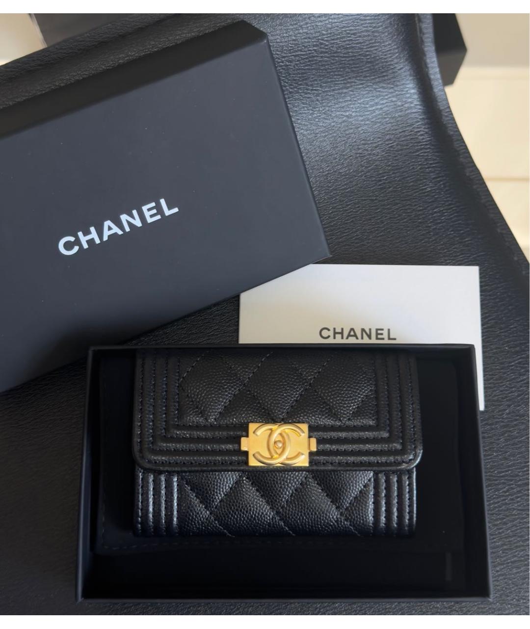 CHANEL Черный кожаный кошелек, фото 4
