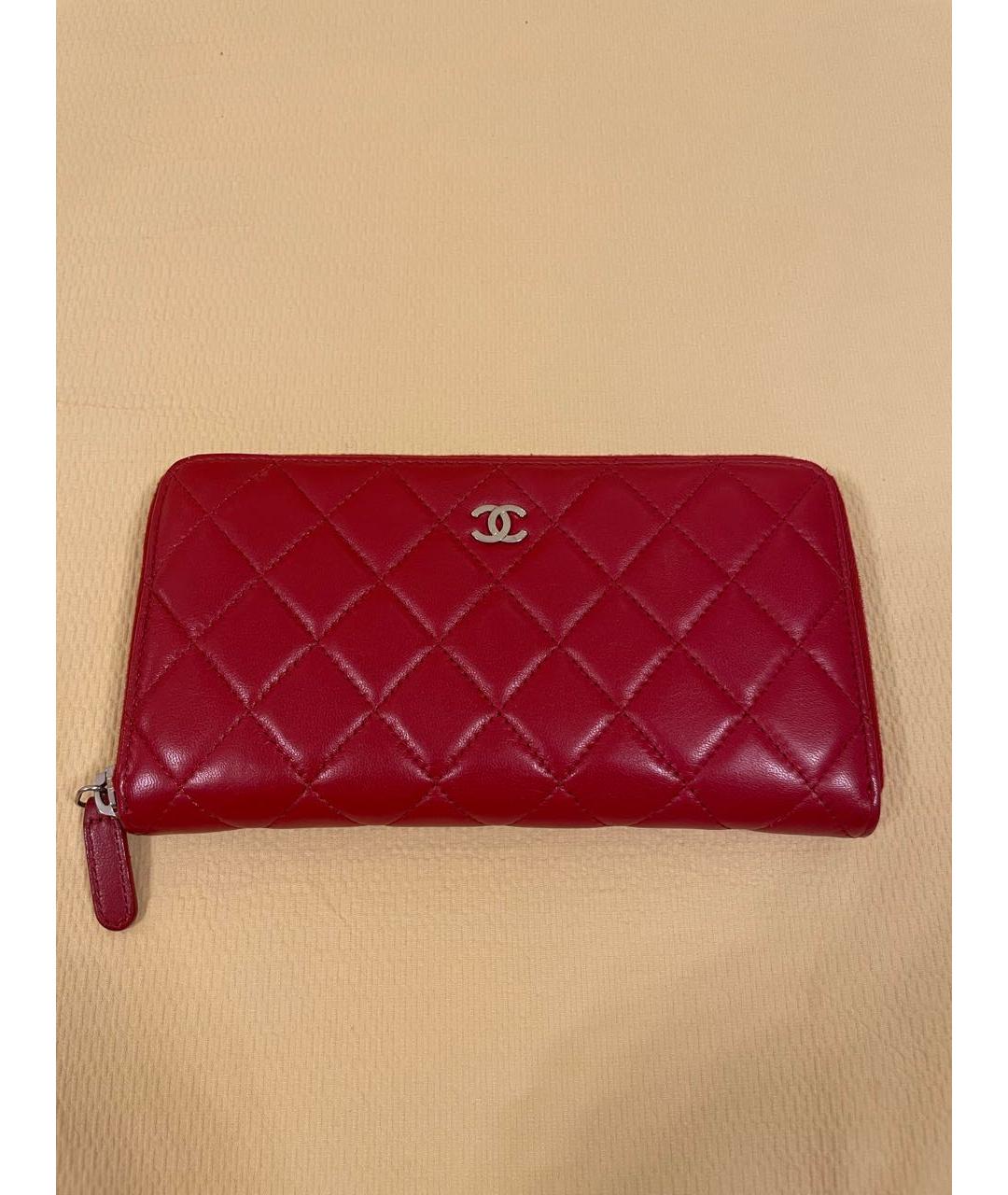 CHANEL Красный кожаный кошелек, фото 9
