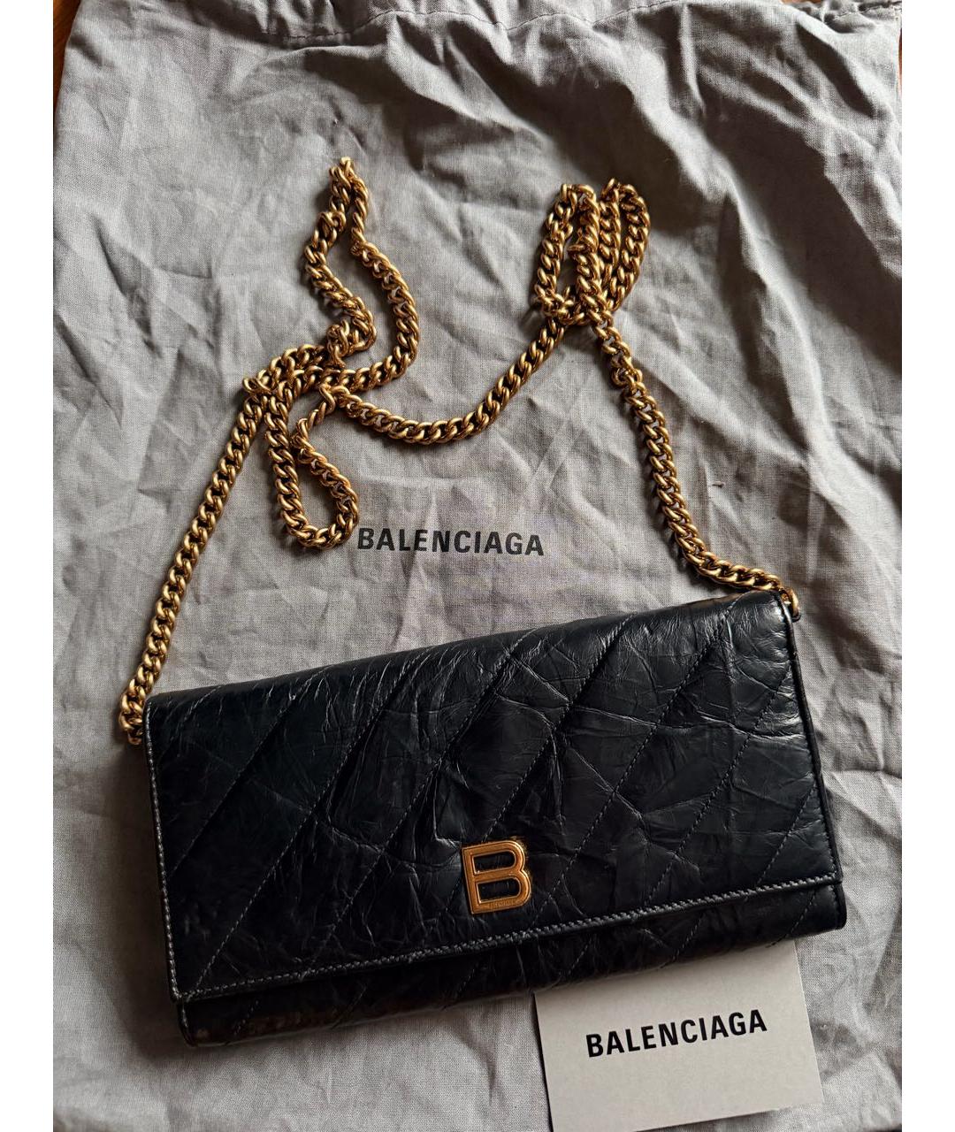 BALENCIAGA Черный кожаный кошелек, фото 2
