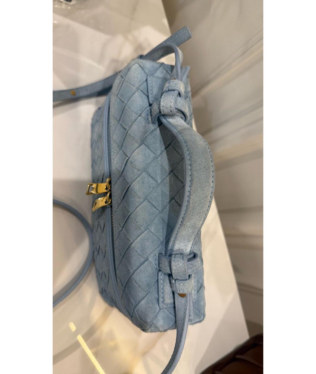 BOTTEGA VENETA Голубая замшевая сумка через плечо, фото 4