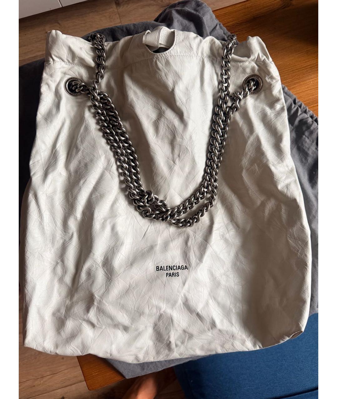 BALENCIAGA Белая кожаная сумка тоут, фото 2