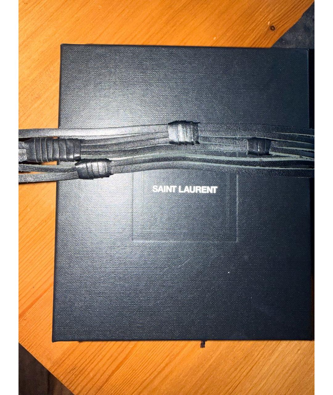 SAINT LAURENT Черный кожаный ремень, фото 3
