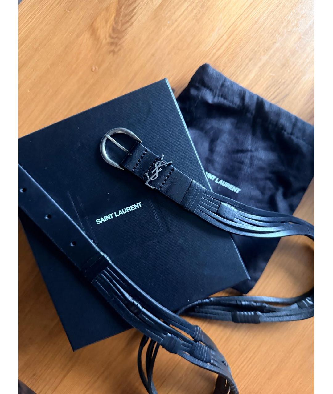 SAINT LAURENT Черный кожаный ремень, фото 5