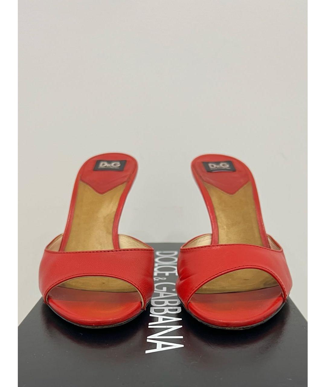 DOLCE&GABBANA Красные кожаные мюли, фото 3