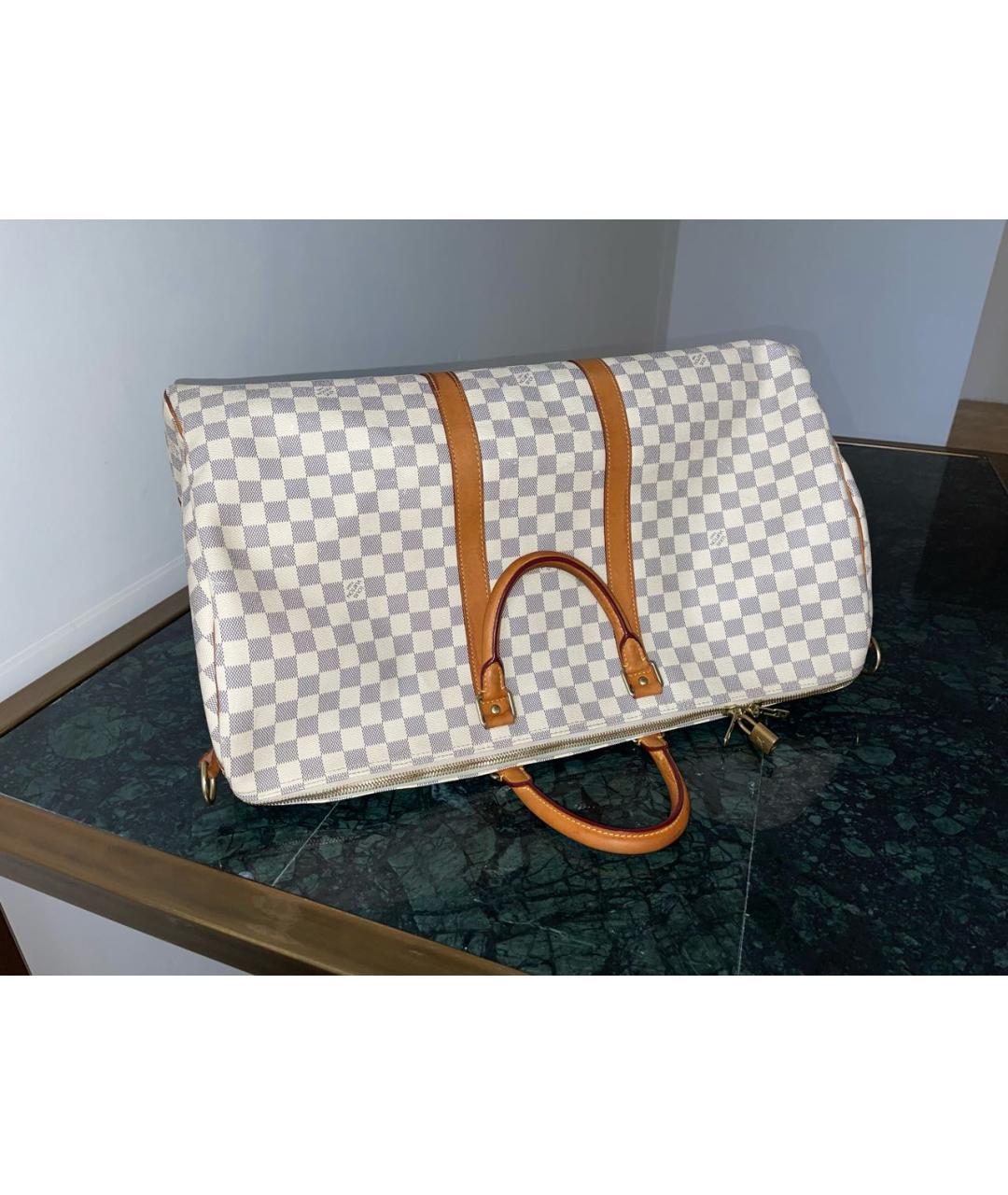 LOUIS VUITTON Белая дорожная/спортивная сумка из канвы, фото 6