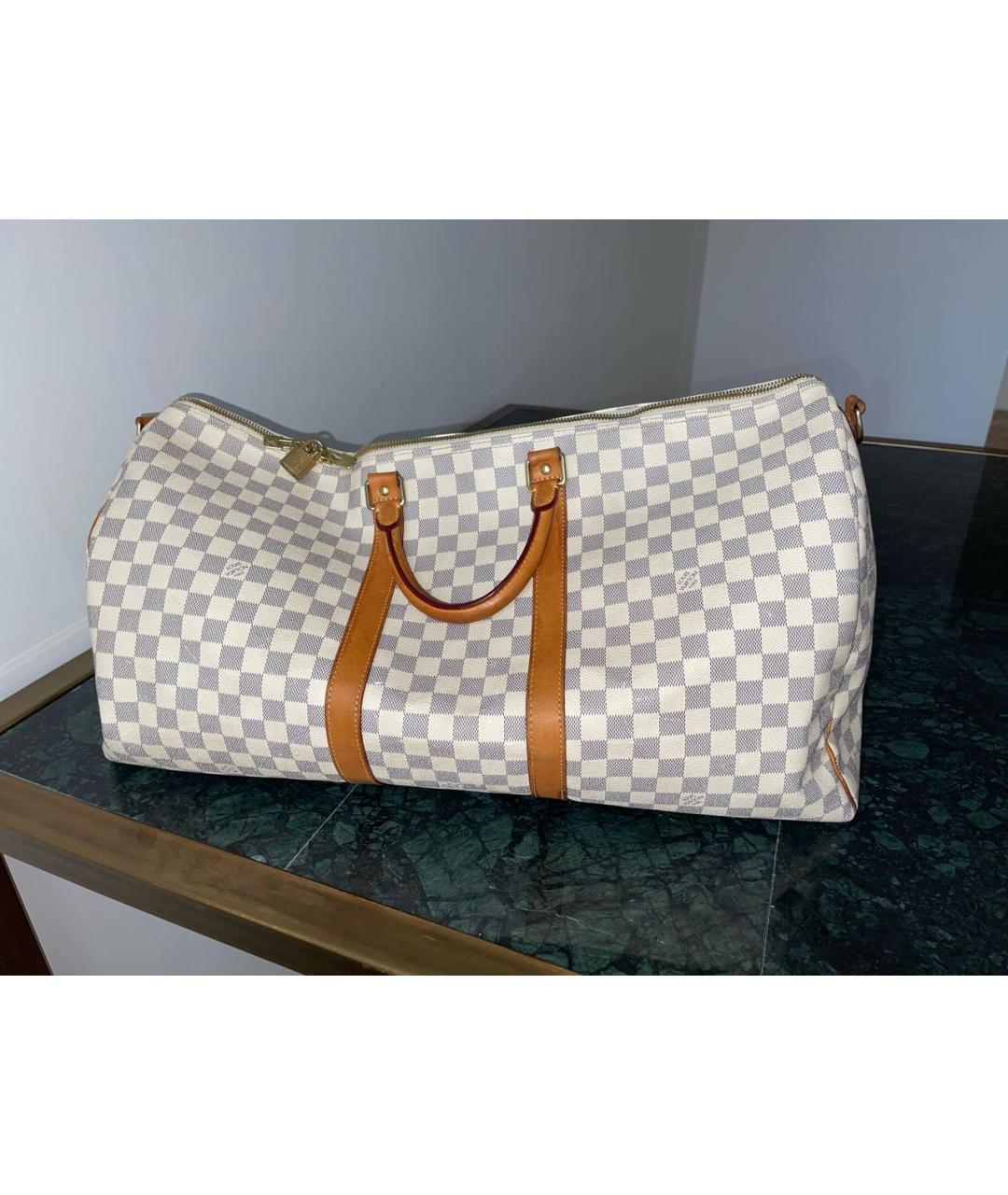 LOUIS VUITTON Белая дорожная/спортивная сумка из канвы, фото 9