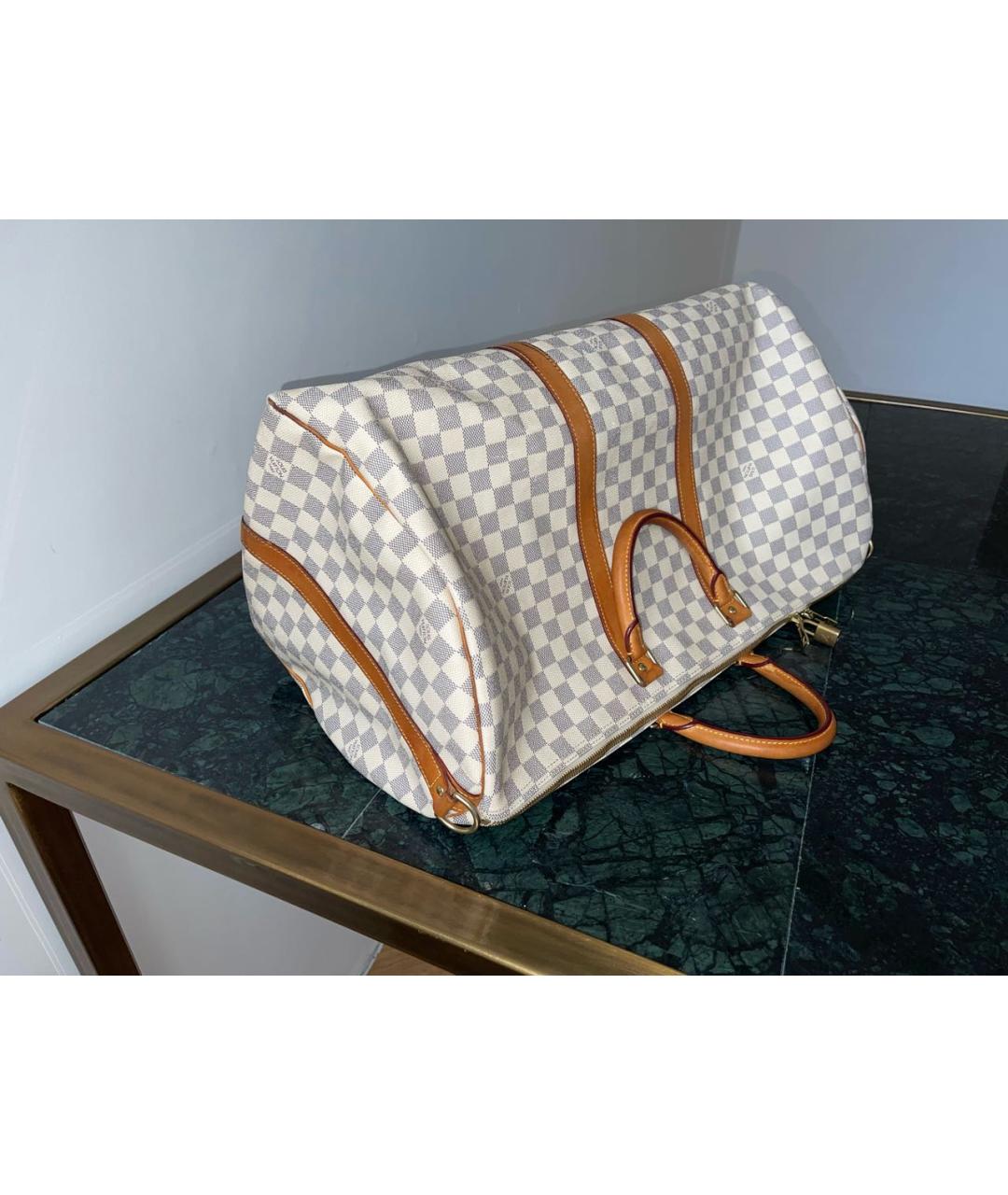 LOUIS VUITTON Белая дорожная/спортивная сумка из канвы, фото 2