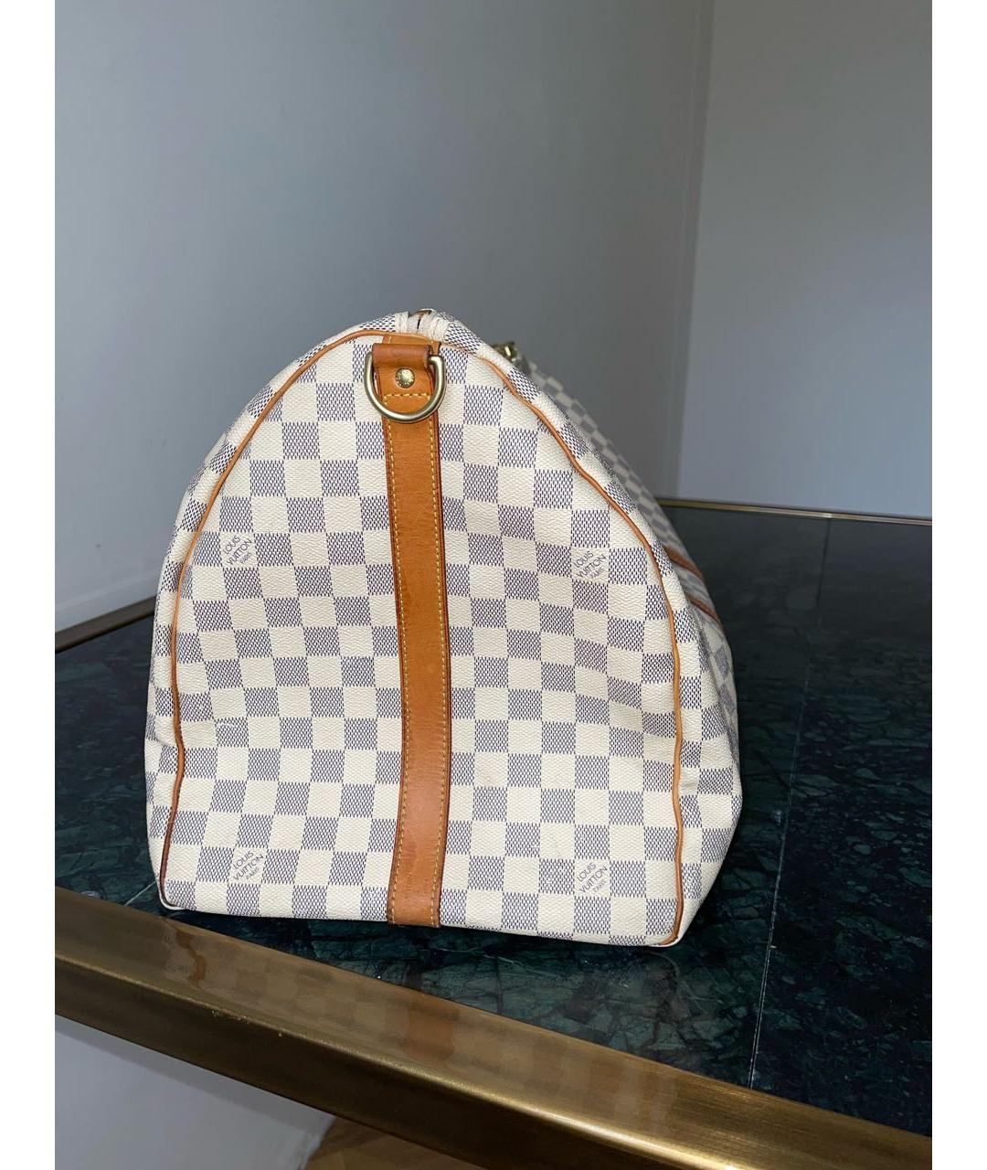 LOUIS VUITTON Белая дорожная/спортивная сумка из канвы, фото 3