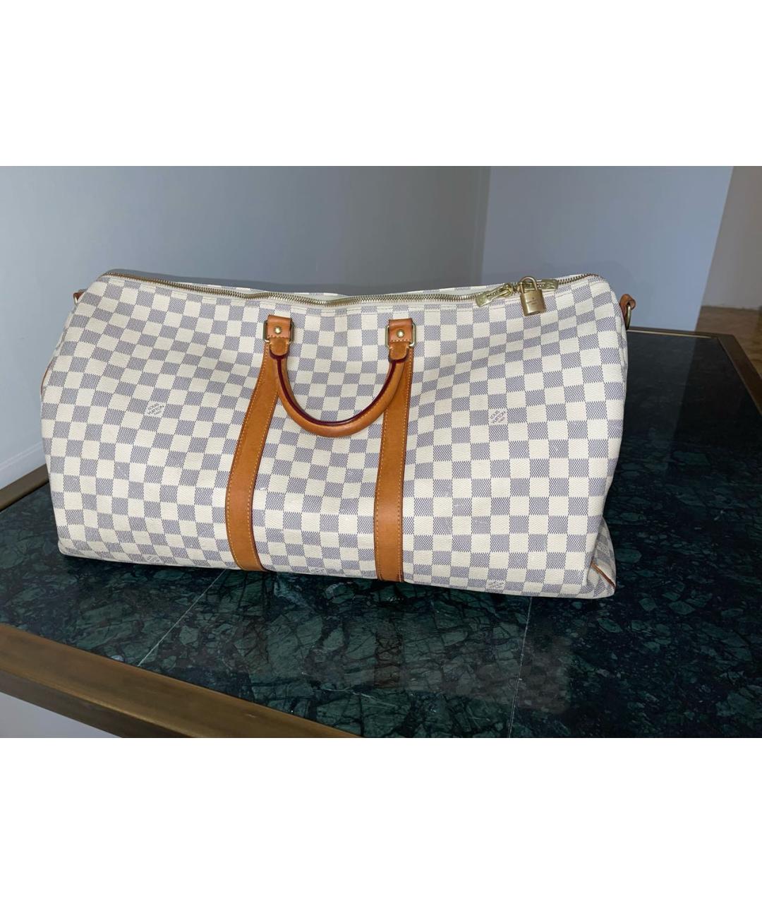 LOUIS VUITTON Белая дорожная/спортивная сумка из канвы, фото 7