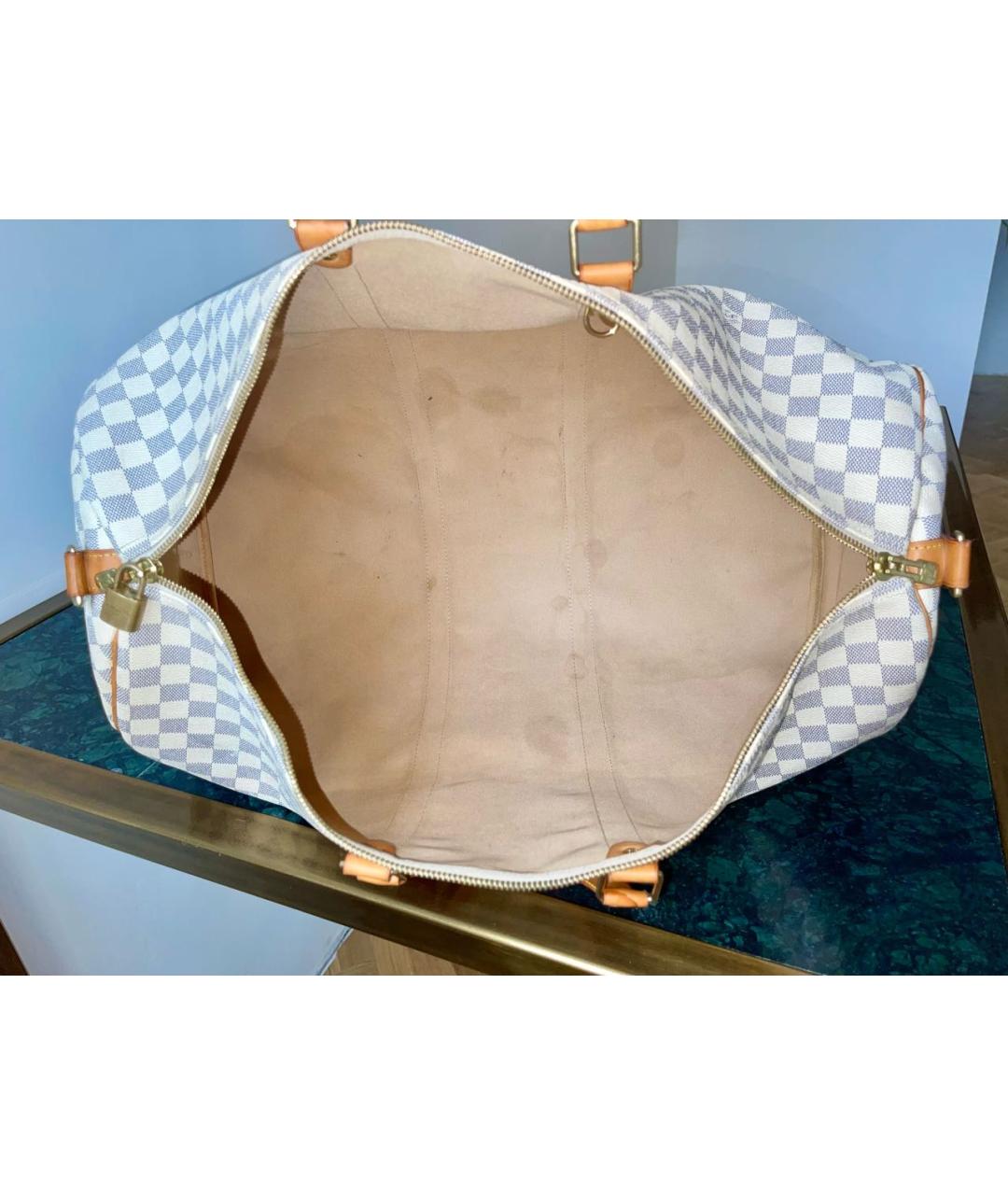 LOUIS VUITTON Белая дорожная/спортивная сумка из канвы, фото 4