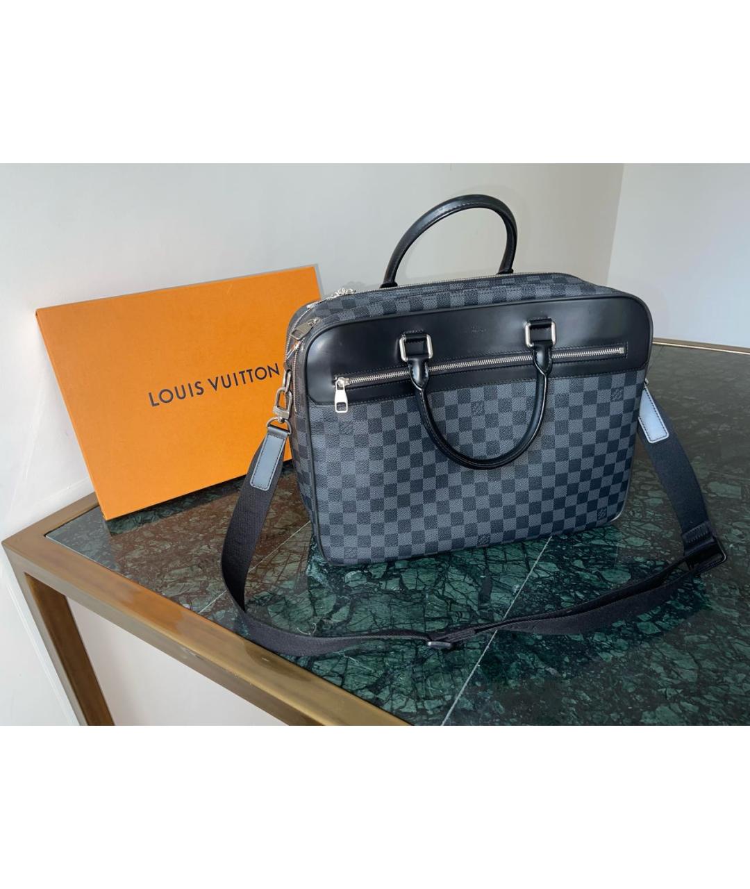 LOUIS VUITTON Черный портфель из канвы, фото 8