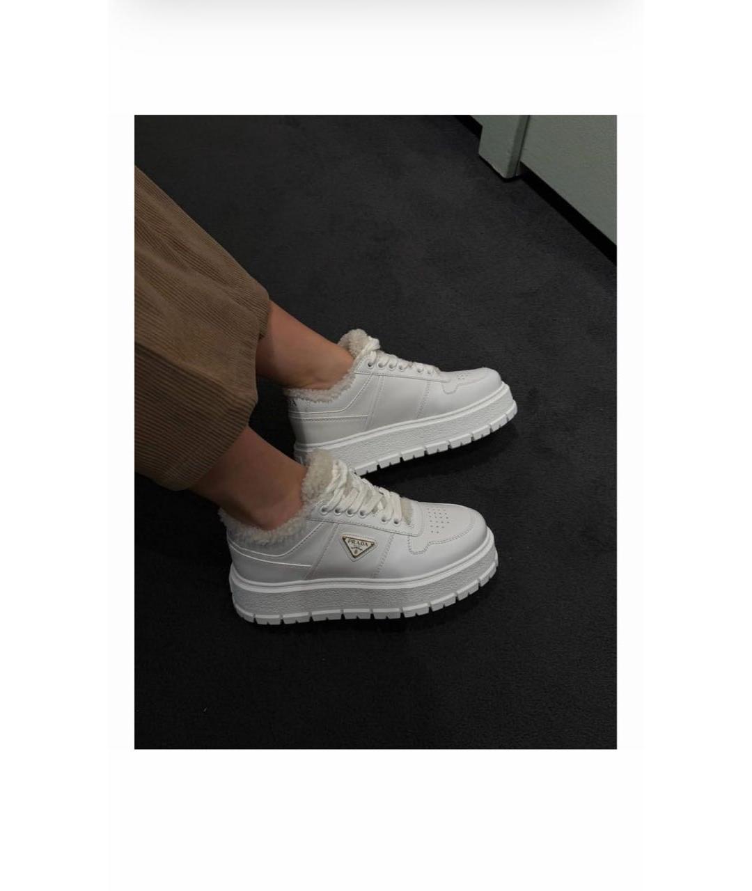PRADA Белые кожаные кеды, фото 6