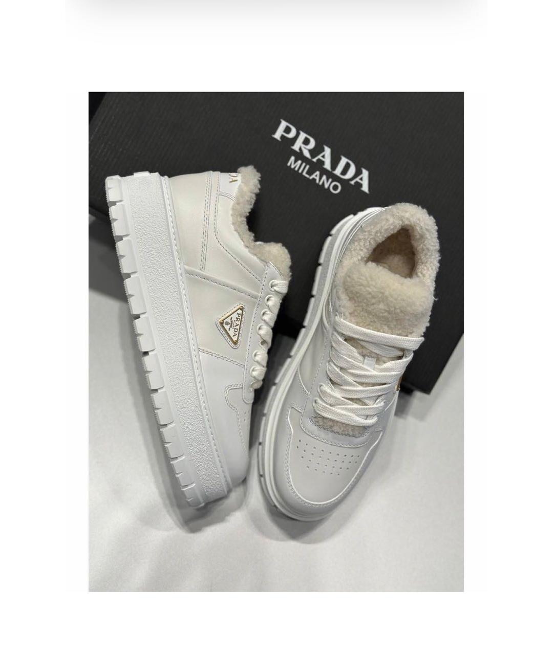 PRADA Белые кожаные кеды, фото 7