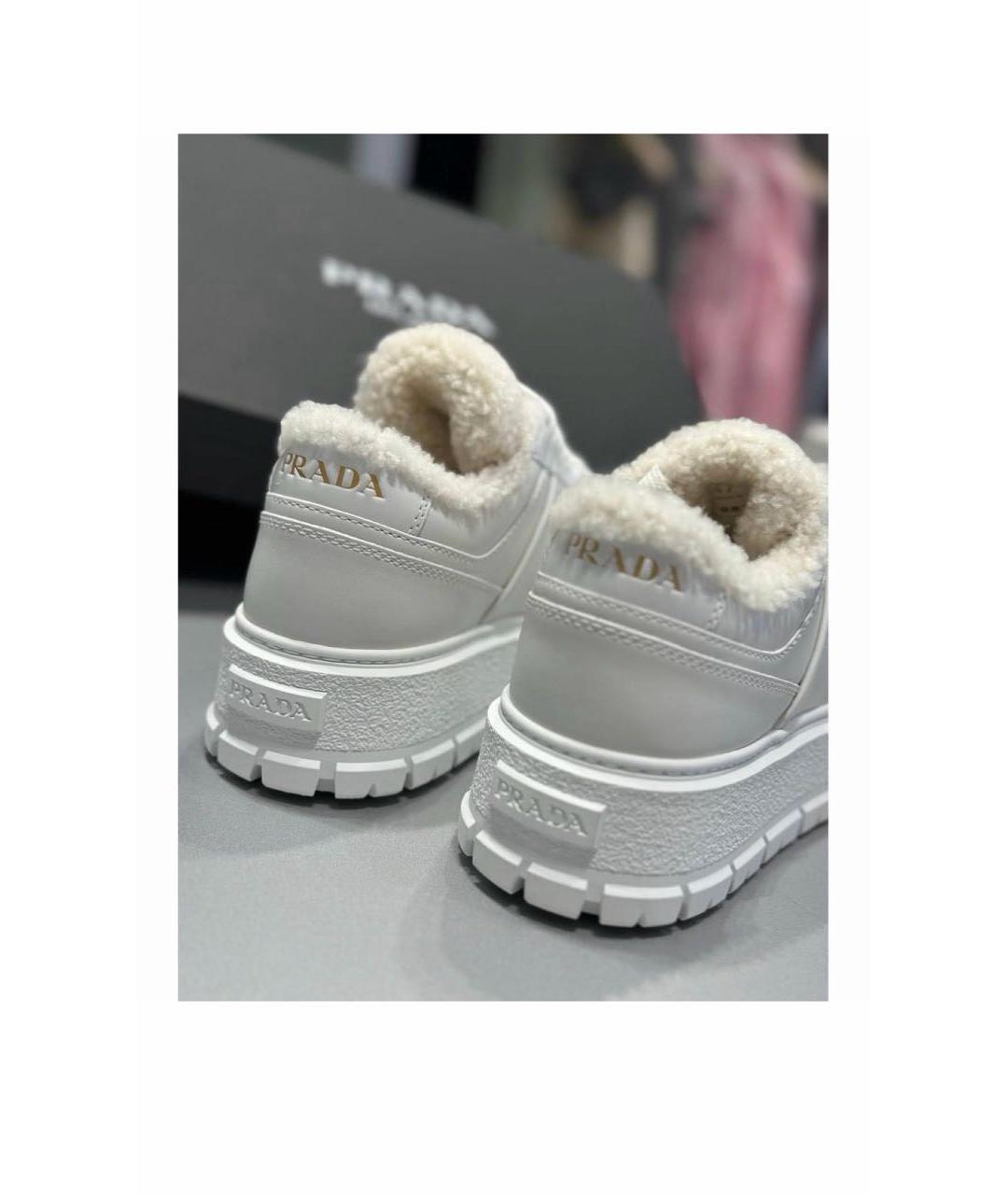 PRADA Белые кожаные кеды, фото 4