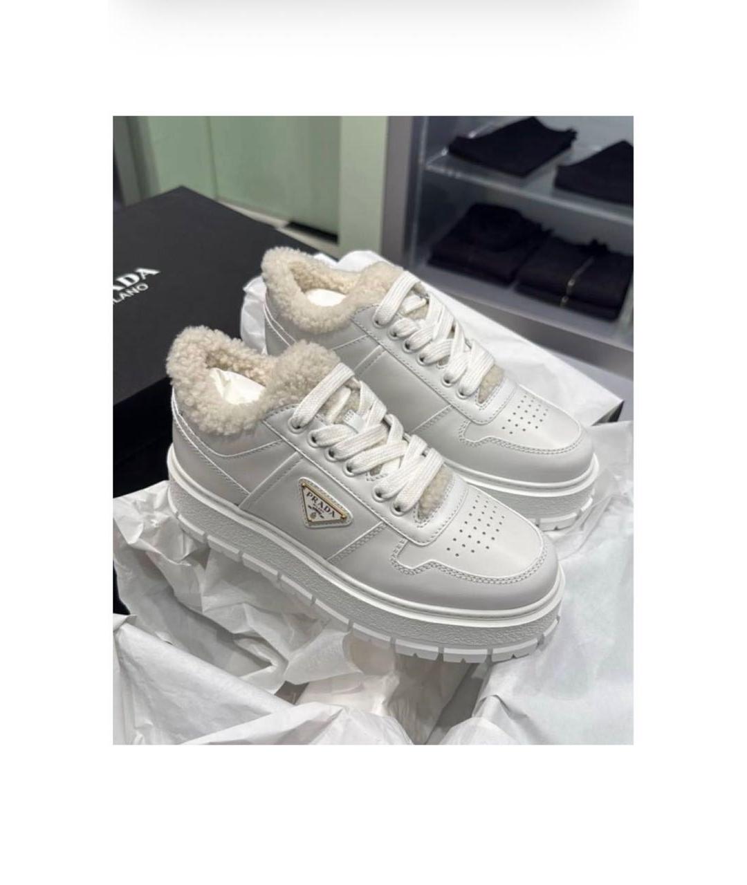 PRADA Белые кожаные кеды, фото 5