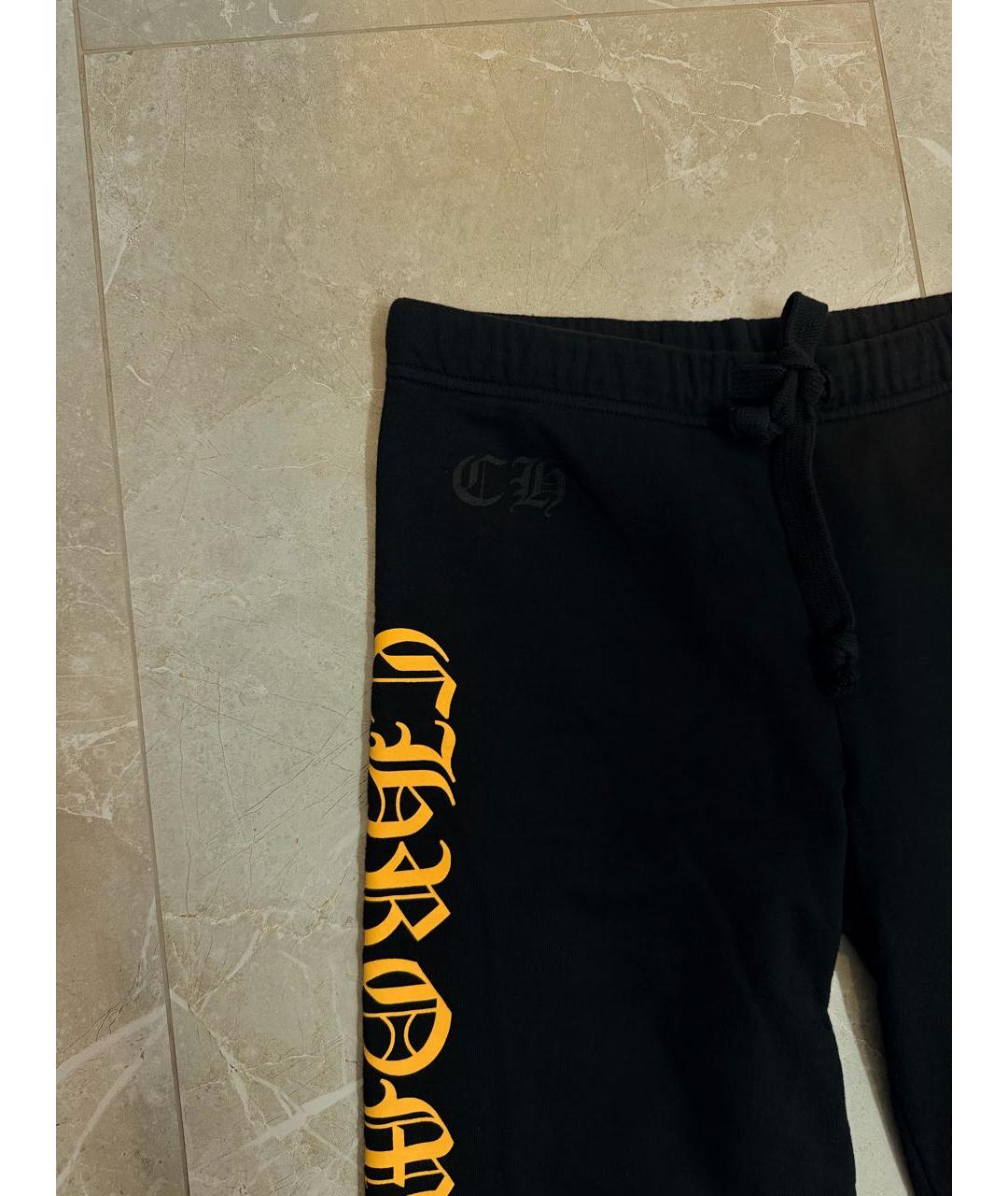CHROME HEARTS Черные хлопко-эластановые прямые брюки, фото 4