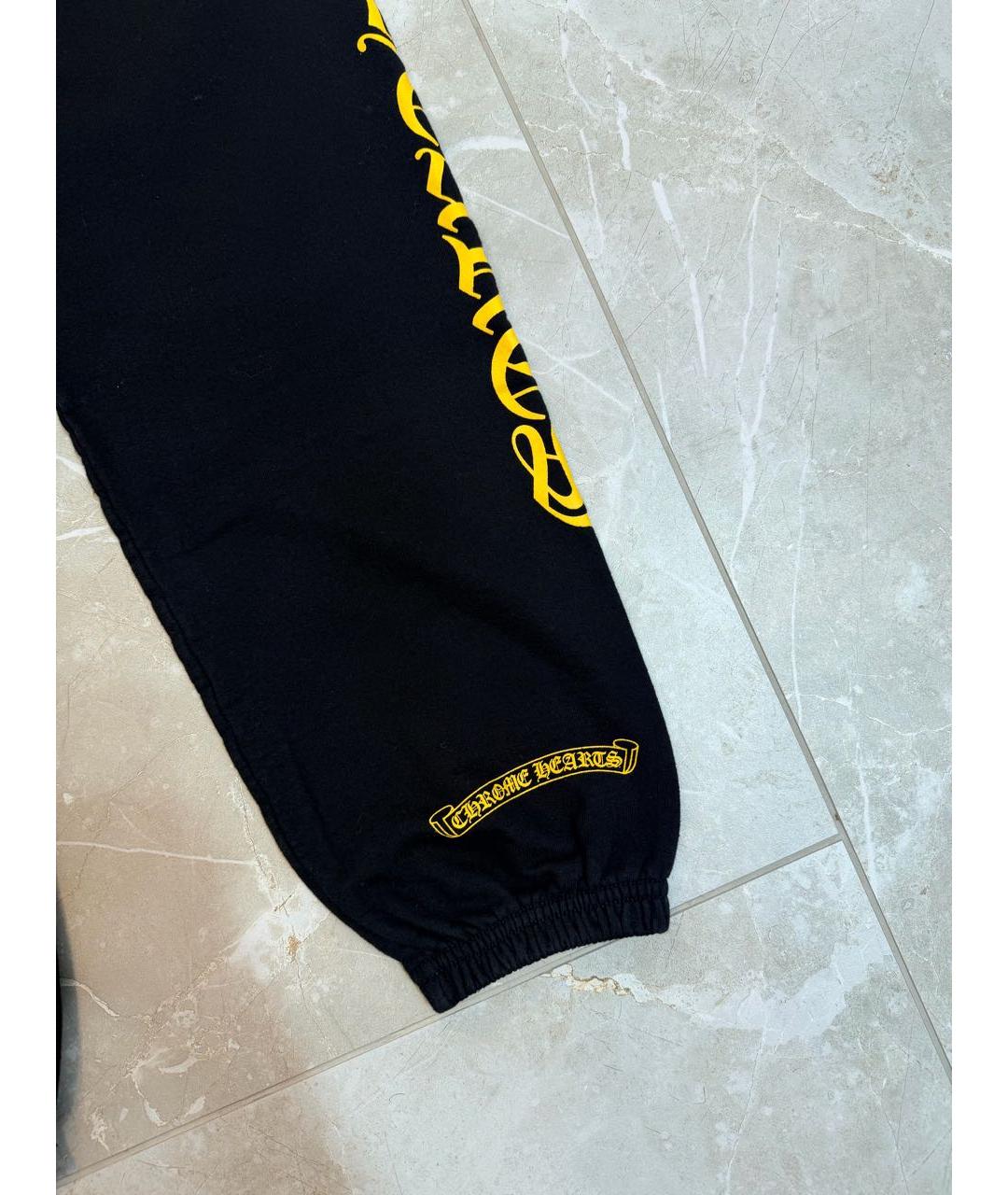 CHROME HEARTS Черные хлопко-эластановые прямые брюки, фото 3