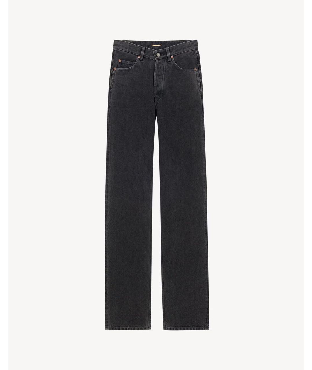 SAINT LAURENT Черные хлопковые прямые джинсы, фото 8